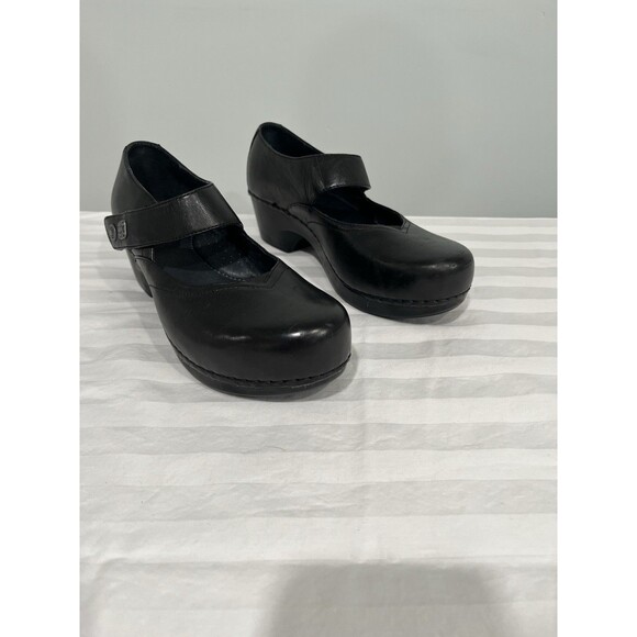 Dansko MARY JANE Leather Women’s Clog Shoe Size 38 - 7.5 US. Black Dress Work - Picture 1 of 14
